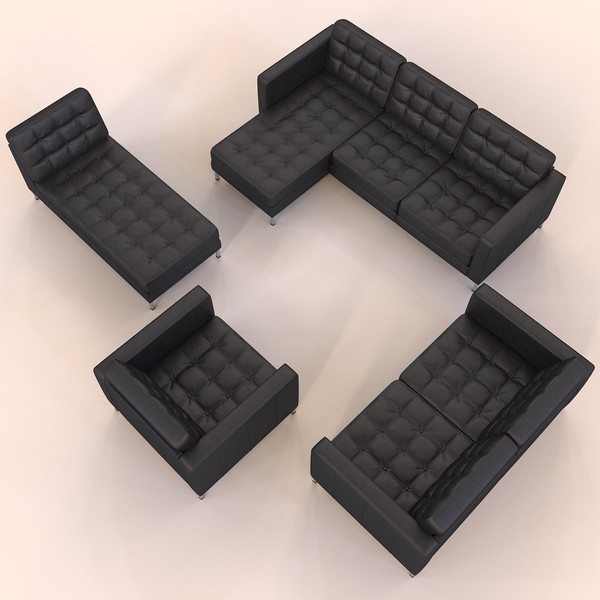 sofa knoll florence 3d model - sofa chaise longue armchair ikea karlstad by zelosh